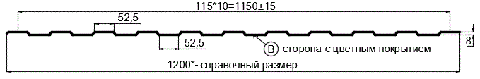 Фото: Профнастил С8 х 1150 - B (ПЭ-01-7024-0.4±0.08мм) в Голицыно