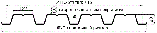 Фото: Профнастил Н60 х 845 - B (PURMAN-20-5005-0.5) в Голицыно