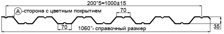 Фото: Профнастил НС35 х 1000 - A (ПЭ-01-1015-0.7) в Голицыно